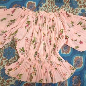 Floral Print Salmon Pink Crop Top