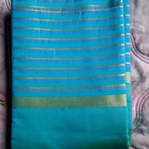 Sea Green Cotton New Saree