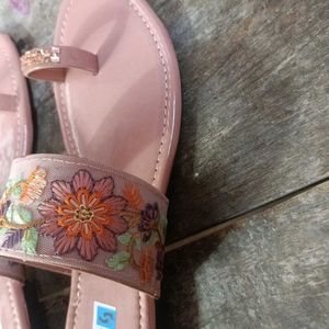 Peach Colour Slippers For Party Wear