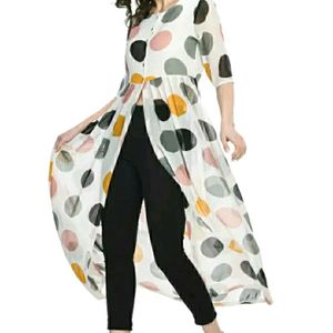 Casual Dot Printed Color Georgetee Long Dress