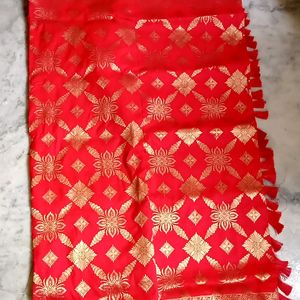 Pure Banaras Red Chilli Colour Saree.. Combo