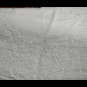 Unused Katori sequence Work White Saree