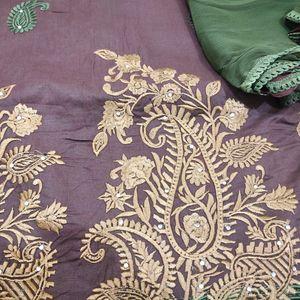 Pure Cotton Suit Coffe And Mehendi Colour