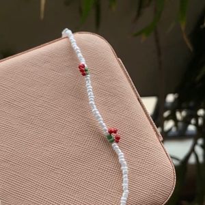 Beaded Cherry  Necklace