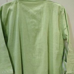 Green Kurta with Striped Bottom