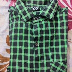 Formal Green & Black Chuck Full Shirt For Boy