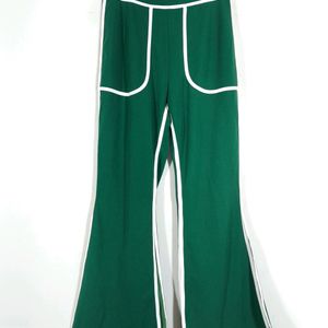 Green Casual Flared Trousers (Women's)