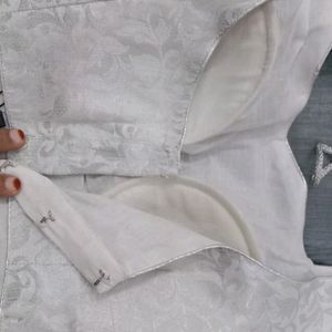 Self Print White Partywear Blouse