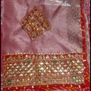 New Cotton Silk Zari Border Saree With Blouse Piec