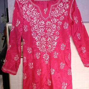 Pink Lucknowing Kurti With Hand Embroidery🎀