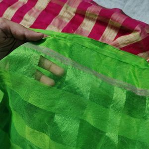 Parot Green With Hot Pink 🩷 Colour Saree