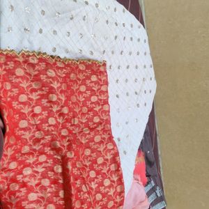 White Lehenga With Red Dupatta