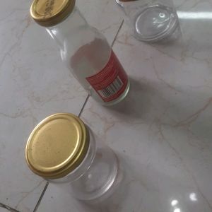 3 Glass Bottles With Gilden Cap