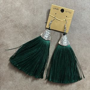 Green Tassel Earrings