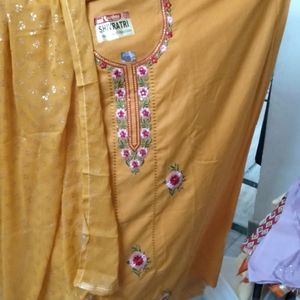 Two Yellow Colour Unstitched Suit At Offer Price