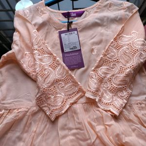 Price Drop !! Beautiful Peach Colour Chikankari Ku