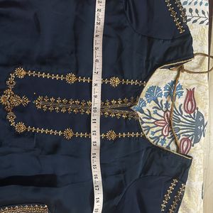 Navy Blue Embroidered Kurta