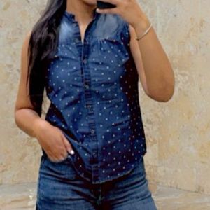 Denim Sleeveless Shirt