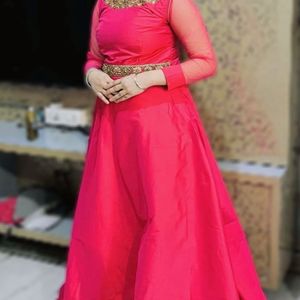 Heavy Hott Pink Gown With Dupatta