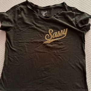 Crop Top With Embroidered “sassy”