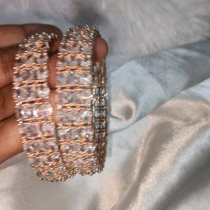 Premium Quality Rosegold AD Broad Bangles