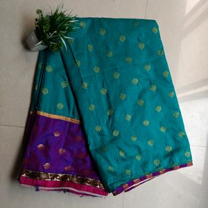 Very nice Double Color Saree With Blouse