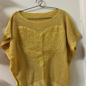 Yellow Heart Net Top