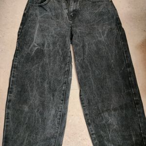 Charcoal Black High Waist Baggy Jeans.