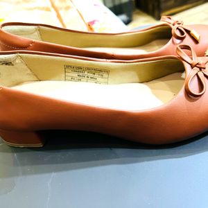 Women Tan Brown Bow Detail Ballerinas