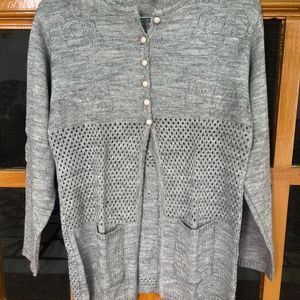 Grey Women Cardigan Sweater