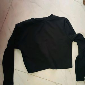 High Neck Full Sleevel Crop Top