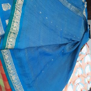 Sky Blue Pure Pattu Saree With Pur Zari