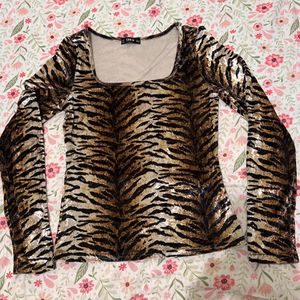 Velvet animal printed trendy fitted top