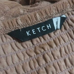 KETCH Casual One Shoulder Sleeves Self Design Wome