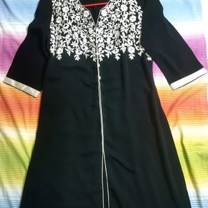 Kurti With Cream Embroidery Good Condition