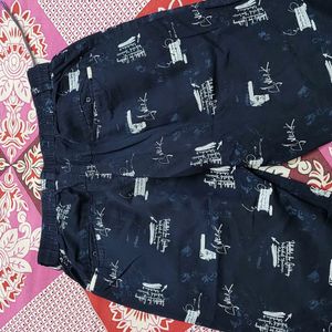 Beautiful Navy Blue Printed Mens Shorts