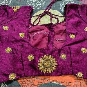 Purple Stone Work Saree