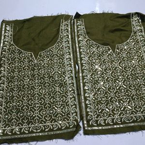 Combo Of 2 Neck Embroidery Patches Mehendi Green