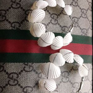 Handmade Earring Made Of White Seashell