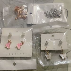 6 Korean Earings, Necklace And Bracelet