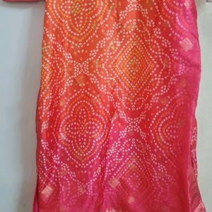 Chanderi SILK Bandhani Short Kurti