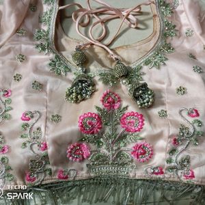 pink fully embroidery work lehenga