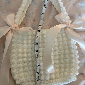 Crochet White Popcorn Bag