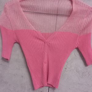 Ribbed Pink Top For Women