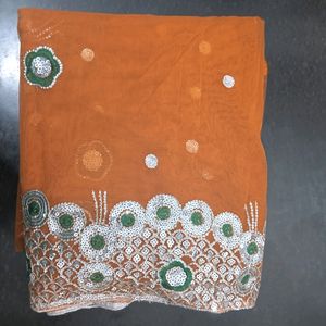 Embroidered Net Saree