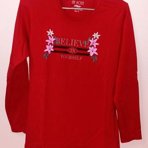 Red Full Sleeve Tshirt Women