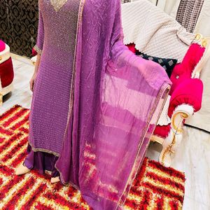 Party Wear Purple Color Palazzo Set