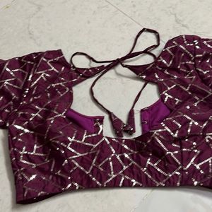 Burgundy Blouse With Design Work