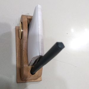 Wooden Pen Paper Stand With Watch