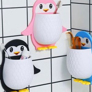 1pcs Penguin Toothbrush Holder With Wall Mounting